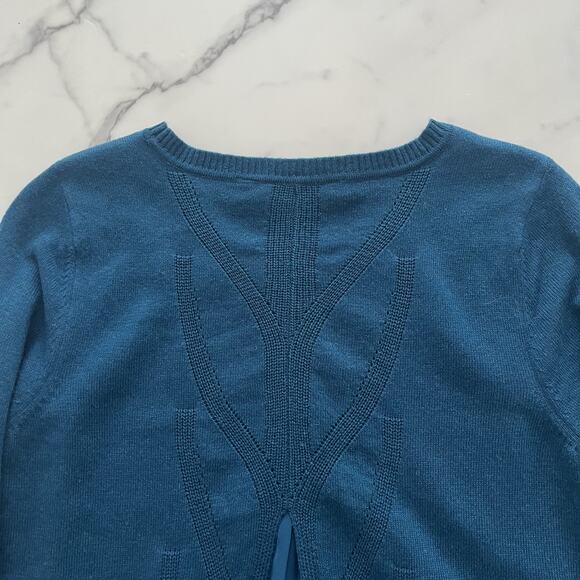 Soft Surroundings Sirena Knit tunic Wool alpaca Sz small Poseidon Blue Preppy - Picture 6 of 10